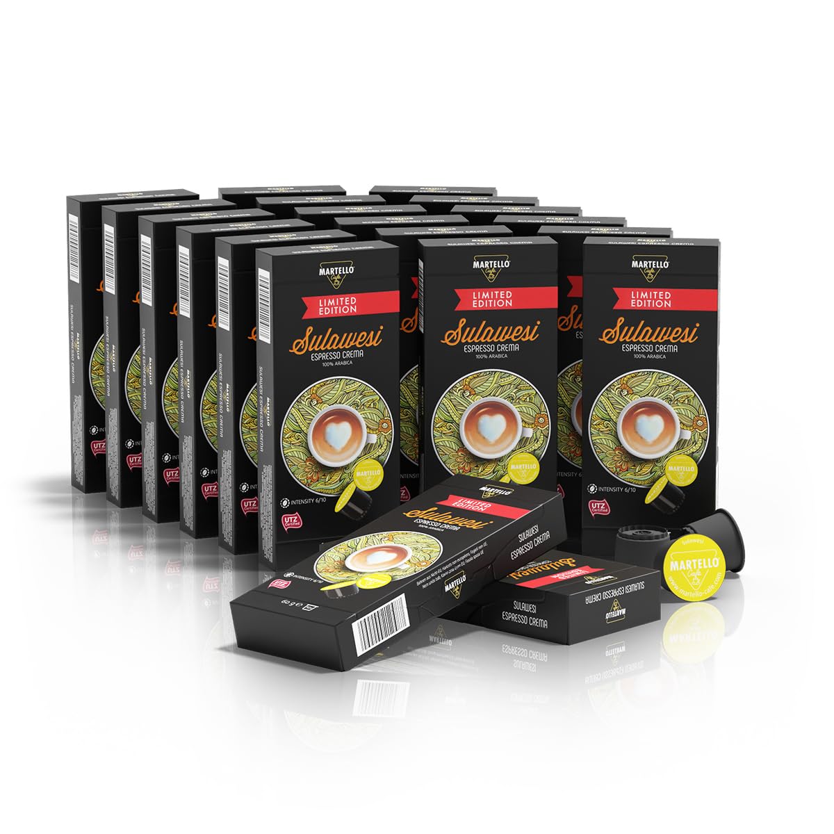 MARTELLO Cafe Martello Coffee Capsules - SULAWESI - UTZ Certified - Sustainable and Fair - Hand-Picked -200 Capsules (20 x 10), for Martello Capsule Machines
