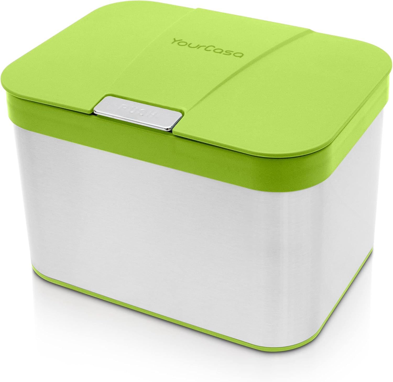 YourCasa Kitchen Organic Waste Bin, 4.3 L, Made of Stainless Steel, Odour-Proof Organic Bin with Lid and Dishwasher-Safe Inner Insert, High-Quality Compost Bin & Organic Waste Container, Small (Green)