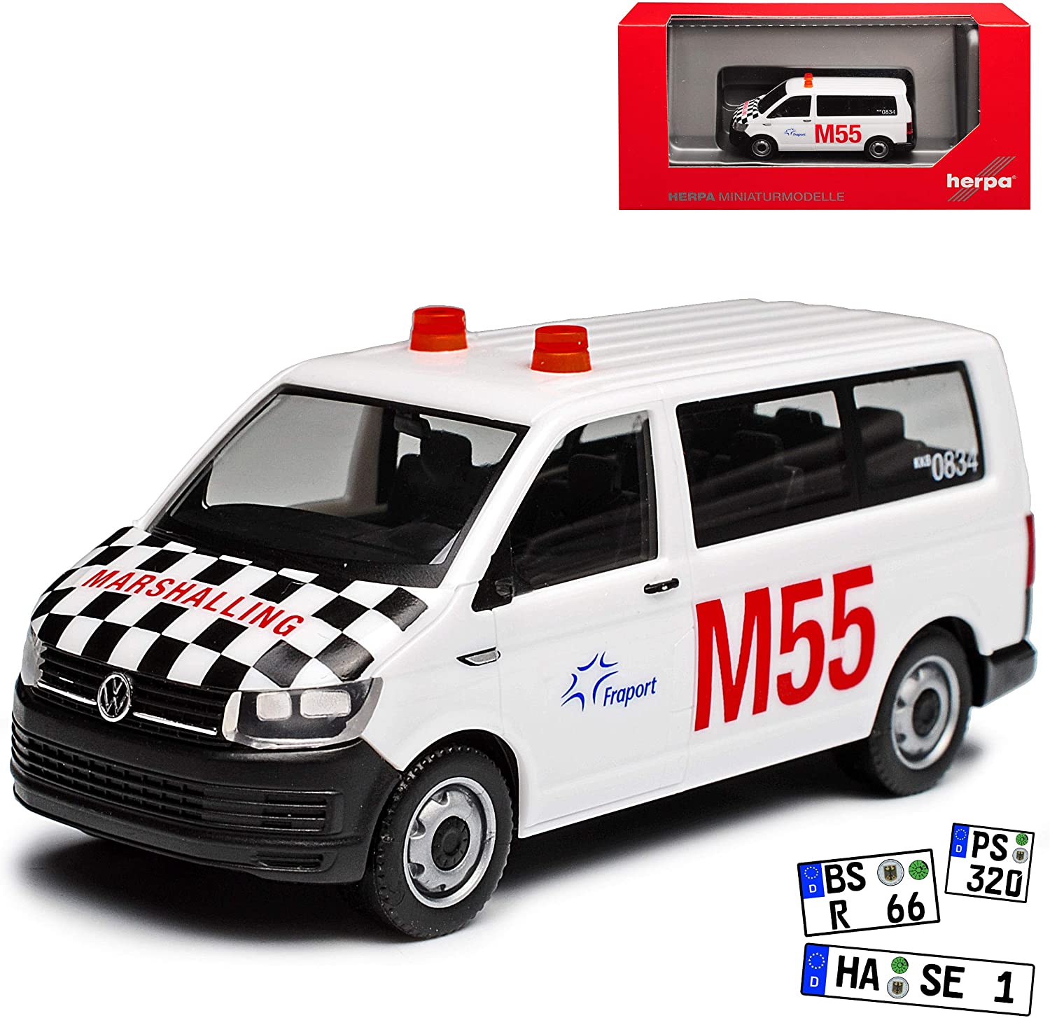 Herpa VW Volkwagen T6 Multivan Fraport Frankfurt Airport Persons Transporter White T