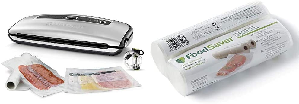 FoodSaver FFS015X-01 Vacuum Sealer Stainless Steel & FSR2002-I Foil Rolls, 2 Litres, Other