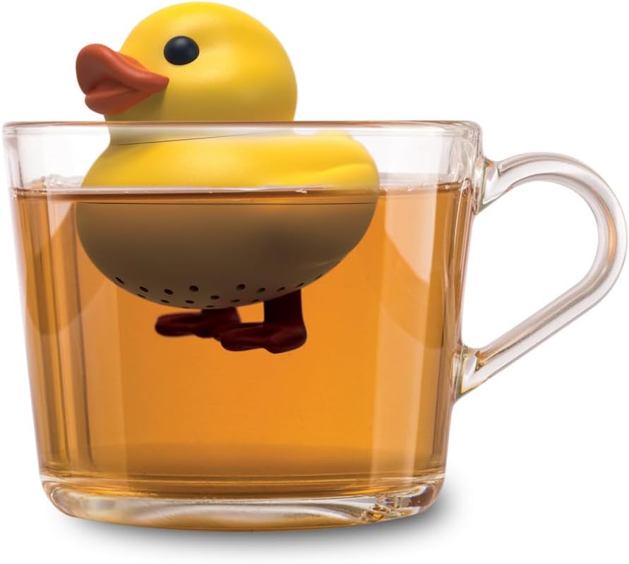 Winkee Store Winkee Cute Animal Tea Strainer – Tea Infuser for Loose Tea – Funny Tea Infuser – Tea Strainer for Cup – Spice Strainer Silicone – Tea Capsule Animal Figure (Duckling)