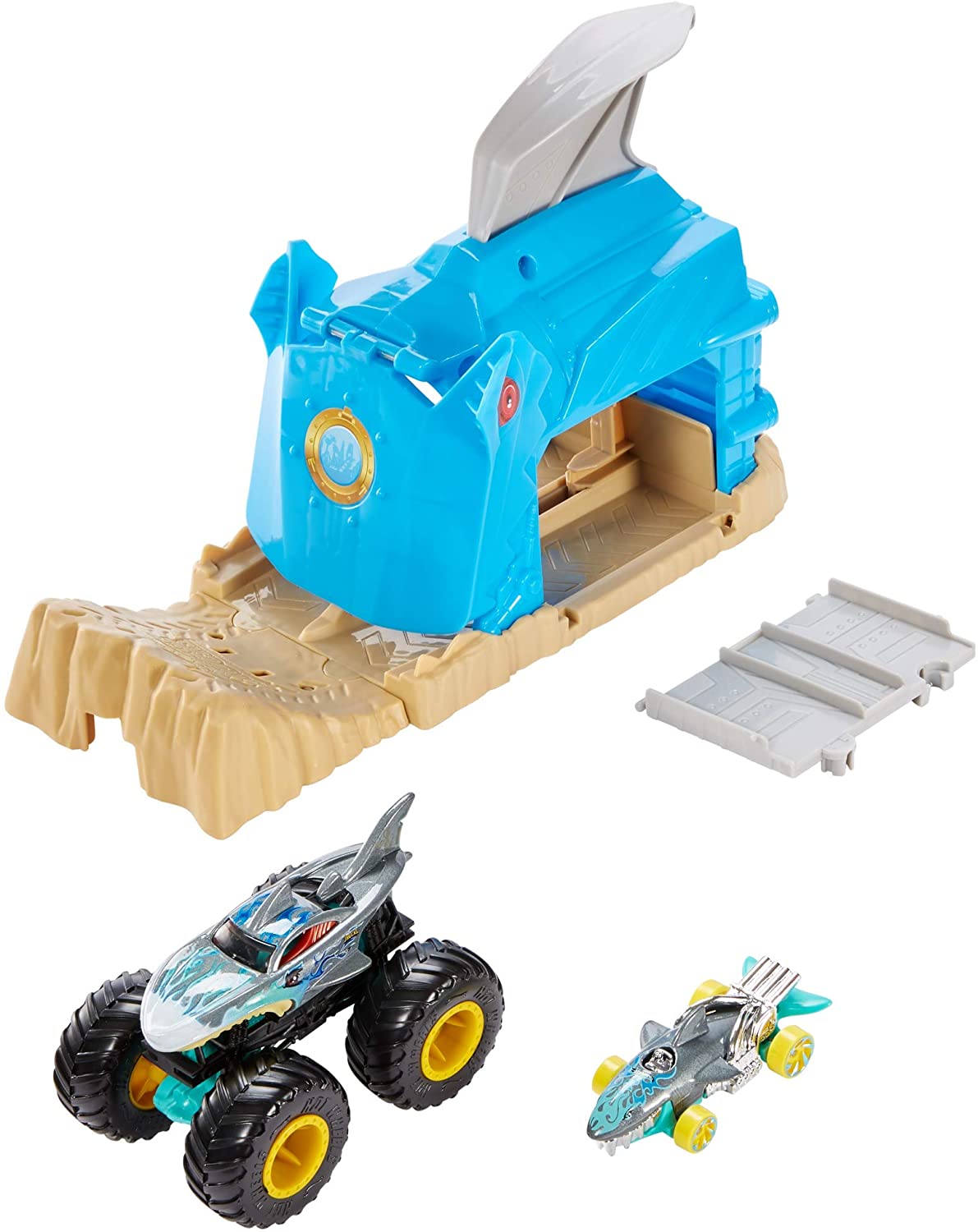 Hot Wheels Gky03 Monster Truck Starter Set With Team Shark Wreak Monster Tr