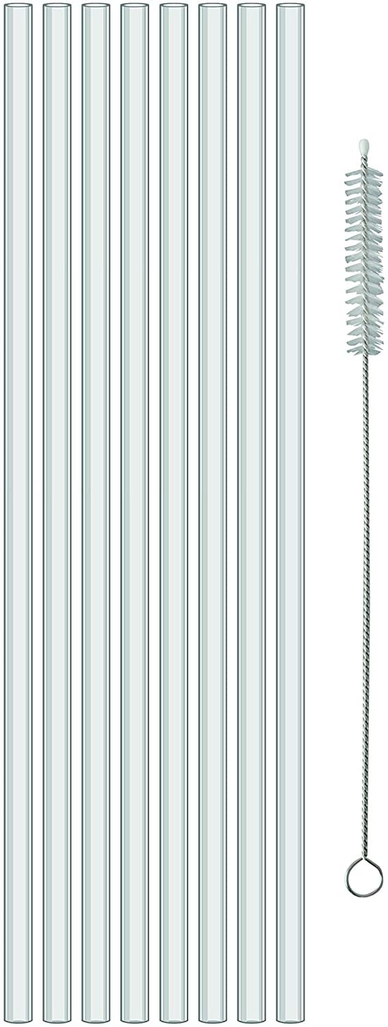 koziol 4009535 Drinking Straws Set of 8 with Cleaning Brush Thermoplastic Plastic