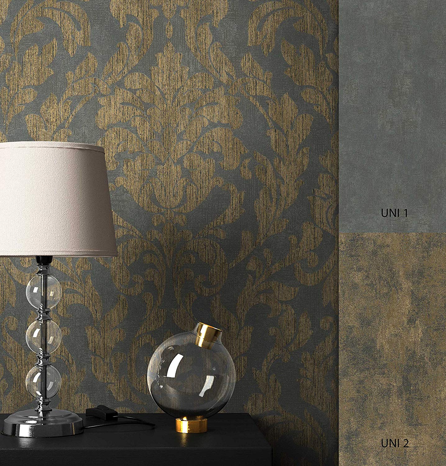 Newroom Design Newroom Baroque Wallpaper Brown Non-Woven Wallpaper Ornaments Baroque Beaut