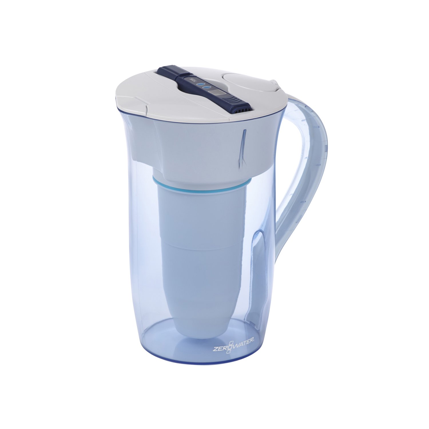 ZeroWater 10 Cup Round Pitcher Water Quality Meter, BPA-Free, NSF Certified to Reduce Lead and Other Heavy Metals, White