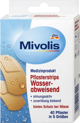 Mivolis Plaster strips, water-repellent, 40 pieces