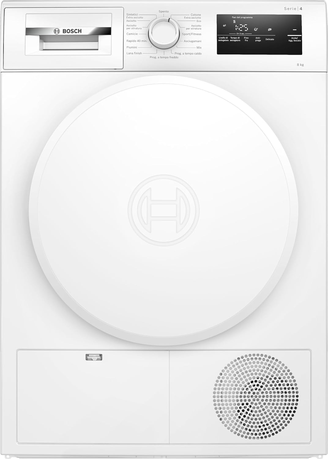 Bosch WTH83208II Series 4 Smart Dryer with Heat Pump, 8 kg, Energy Class E, Intelligent Dry Sensors, Easy Clean Filter, Low Power Consumption, White, 60 cm