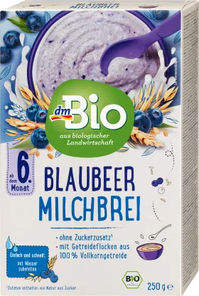 dmBio Blueberry milk porridge from 6 months, 250 g