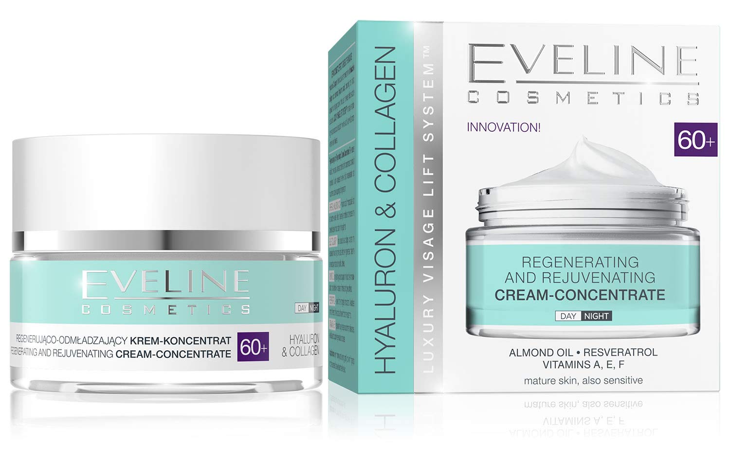 Eveline Cosmetics EVELINE HYALURON & COLLAGEN Regenerating Day and Night Cream Concentrate 60+, 50 ml