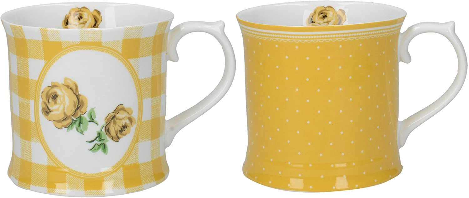 CREATIVE TOPS Katie Alice Vintage Roses Floral Printed Porcelain Mugs 420 ml - Pink (Set of 2) Porcelain One Size, 2