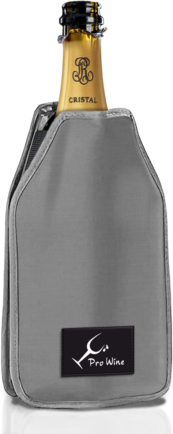 Thermal Bag for Wine or Champagne Bottles, Wine Cooler, for Cooling Table Wine Bottles, Bottle Ice, Water Resistant and Elastic Material (Grey)