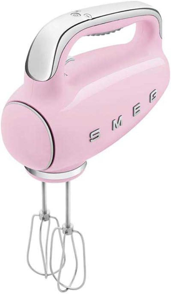 Smeg, HMF01PKEU Electric Mixer, 9 Speed ​​Levels, Turbo Function, Smooth Start / Start-Up System, 4 Whips, 2 Ganci Mixers and Sheathed, 250 W, Rose