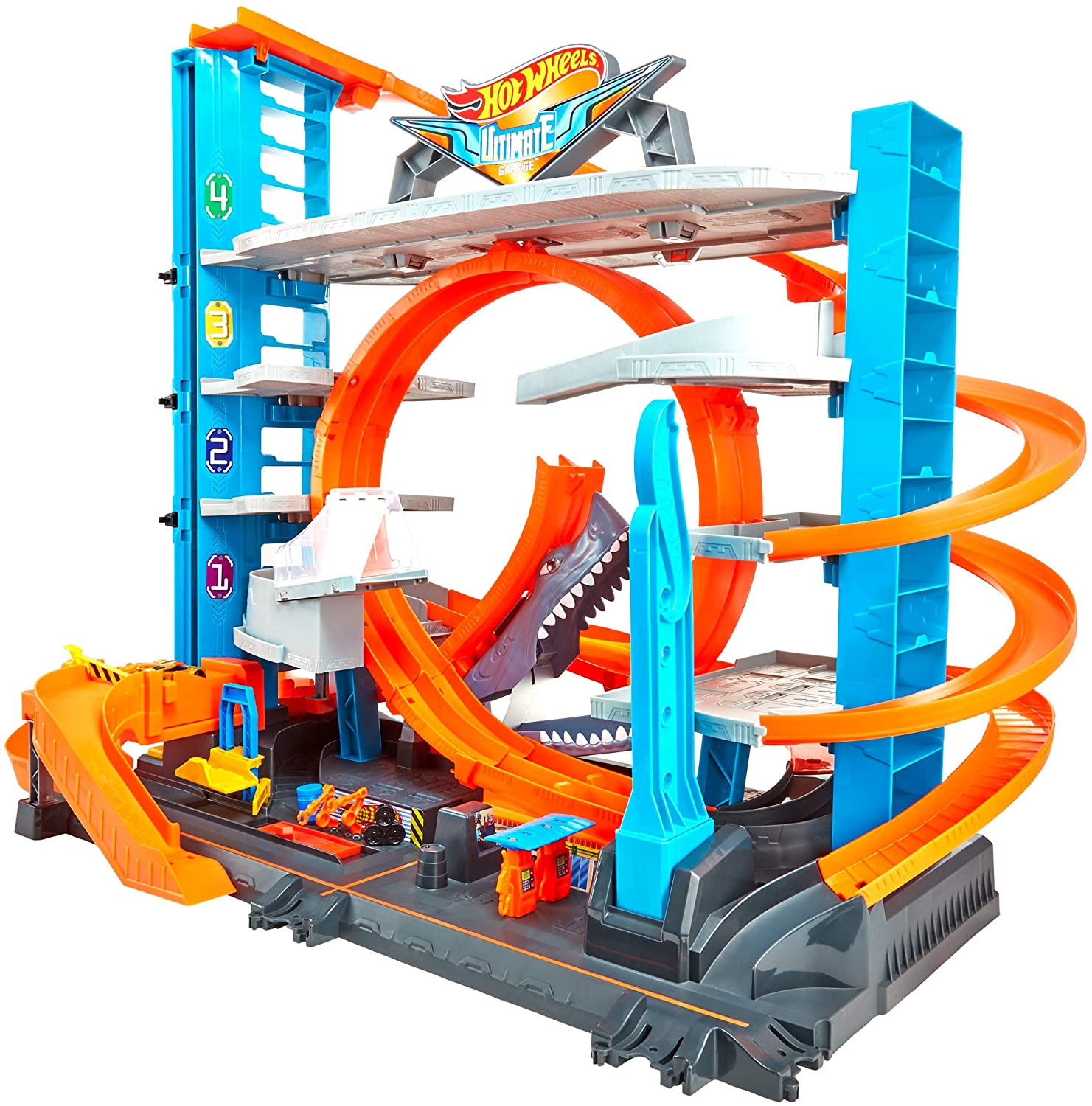 Hot Wheels Ftb69 City Ultimate Car Park, Garage And Car Park With Shark For