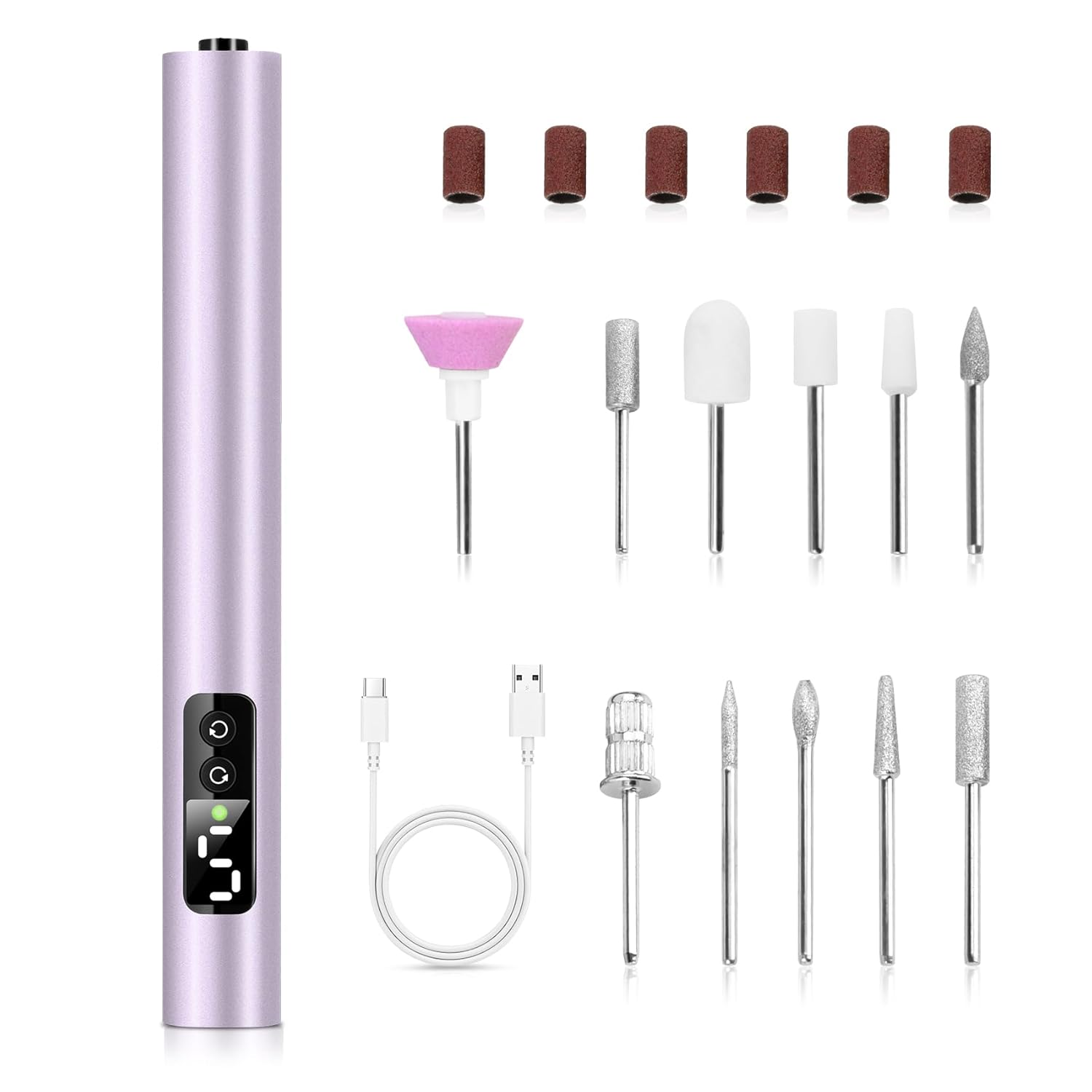 Nail Cutter for Gel Nails Wireless, 6 Gear Electric Nail File Professional with LED Display, 20000 rpm Manicure Set Electric, Cutter Nails Electric Nail Drill, Manicure Pedicure Set