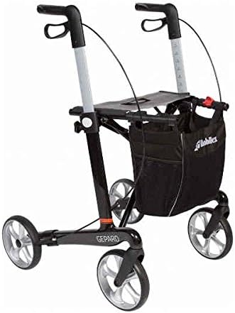 Premium Rollator Mobilex Cheetah, Carbon Fibre Carbon, Foldable, with Full Equipment, Bag, Stick Holder, Seat, Carbon Rollator up to 150 kg