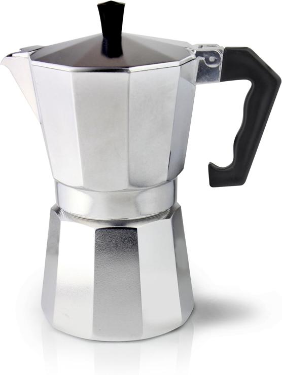 Cafe Ole Café Olé ECM-06 Italian aluminum espresso maker - 6 mocha cups/240 ml, Bakelite handle, aluminum, 240 milliliters