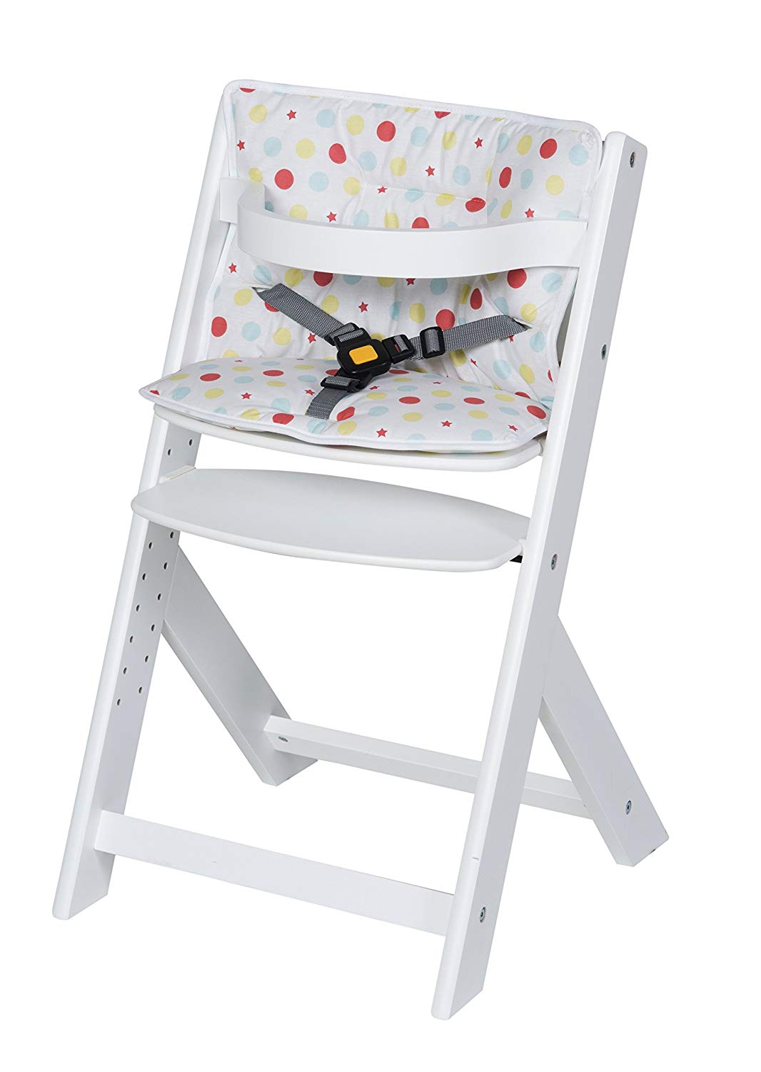 Schardt 01 126 00 02 1/746 Domino III Highchair with Seat Cushion Maliz Solid Beechwood White Lacquer