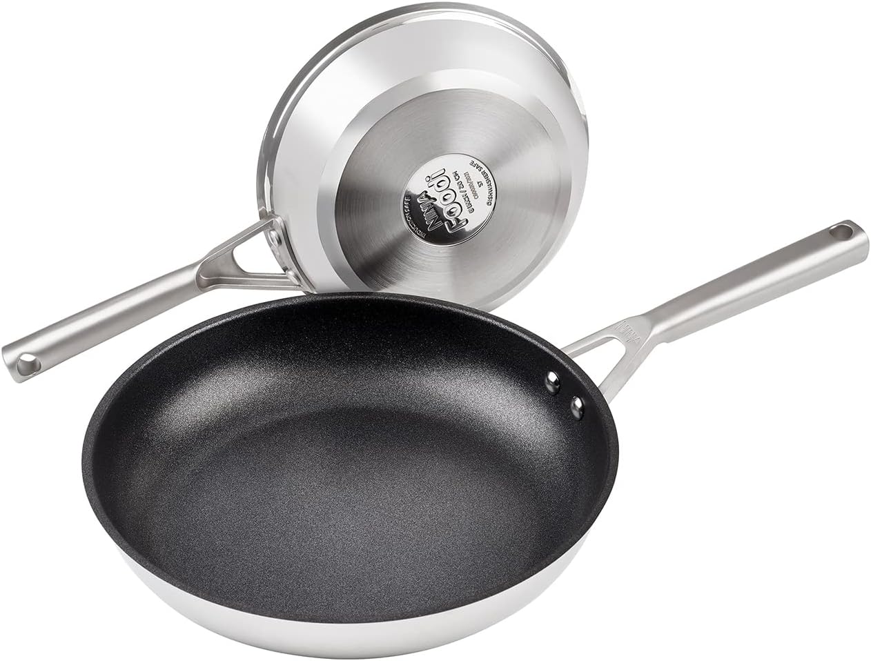 Ninja ZEROSTICK C62000UK Stainless Steel Cookware, 2-Piece Roasting Set, 20/28 cm Frying Pans, Induction Safe, Oven Safe to 260°C, Cast Stainless Steel Handles