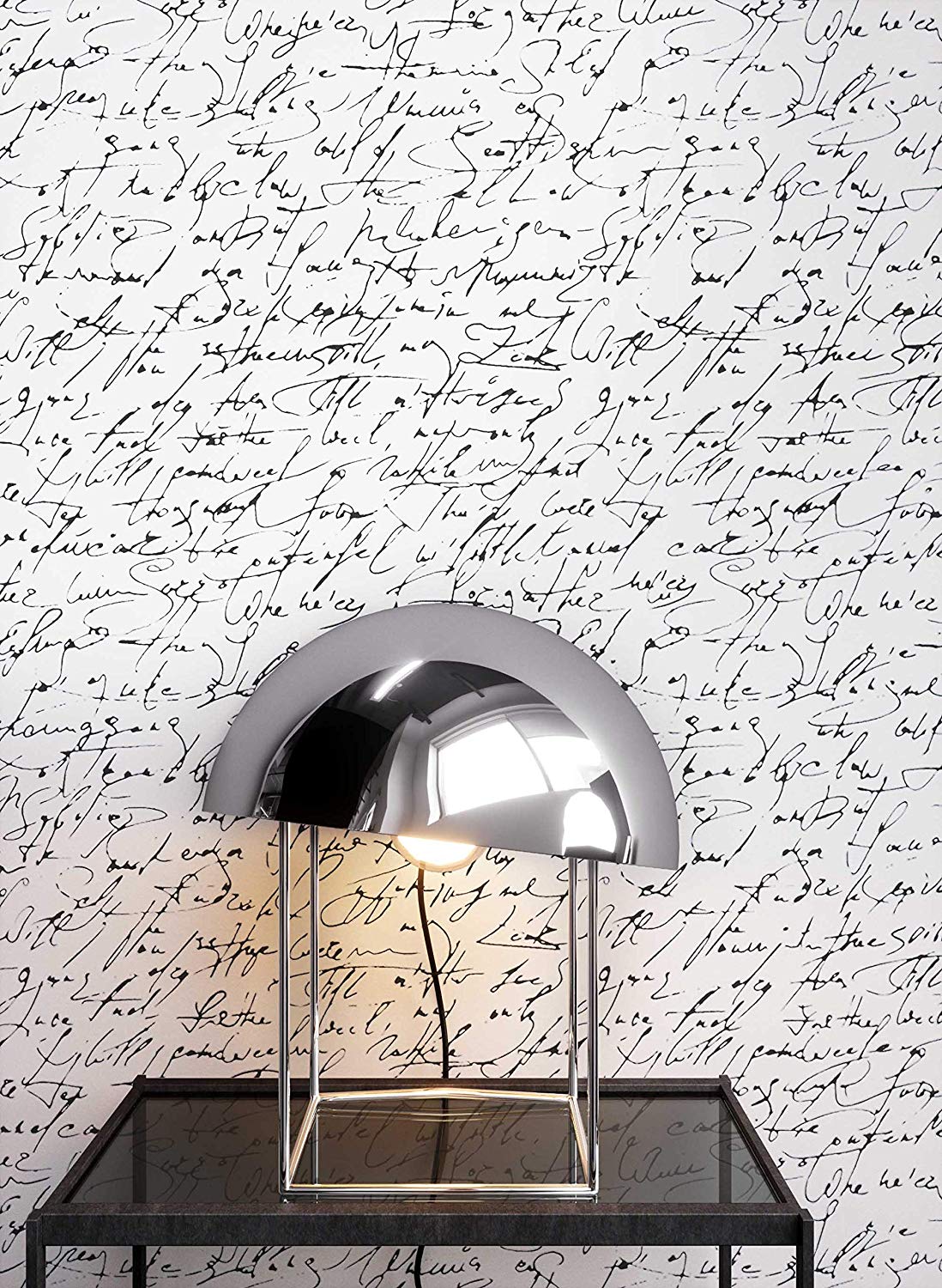 Newroom Design Newroom Wallpaper Black Calligraphy Modern Non-Woven Wallpaper White Modern