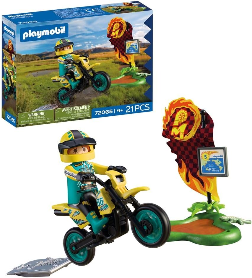 PLAYMOBIL Cars, off-road motorcycle, motocross bike with jumping ramp, motorcycle children\'s toy from 4 years, 72065