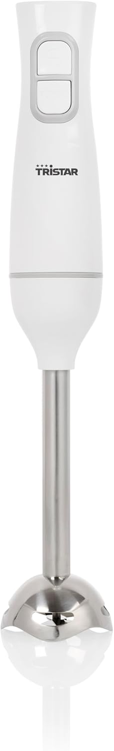 Tristar Hand Blender, Purée Stick with Stainless Steel Mixing Base, Pulse and Turbo Function, Ergonomic Shape, White, MX-4880