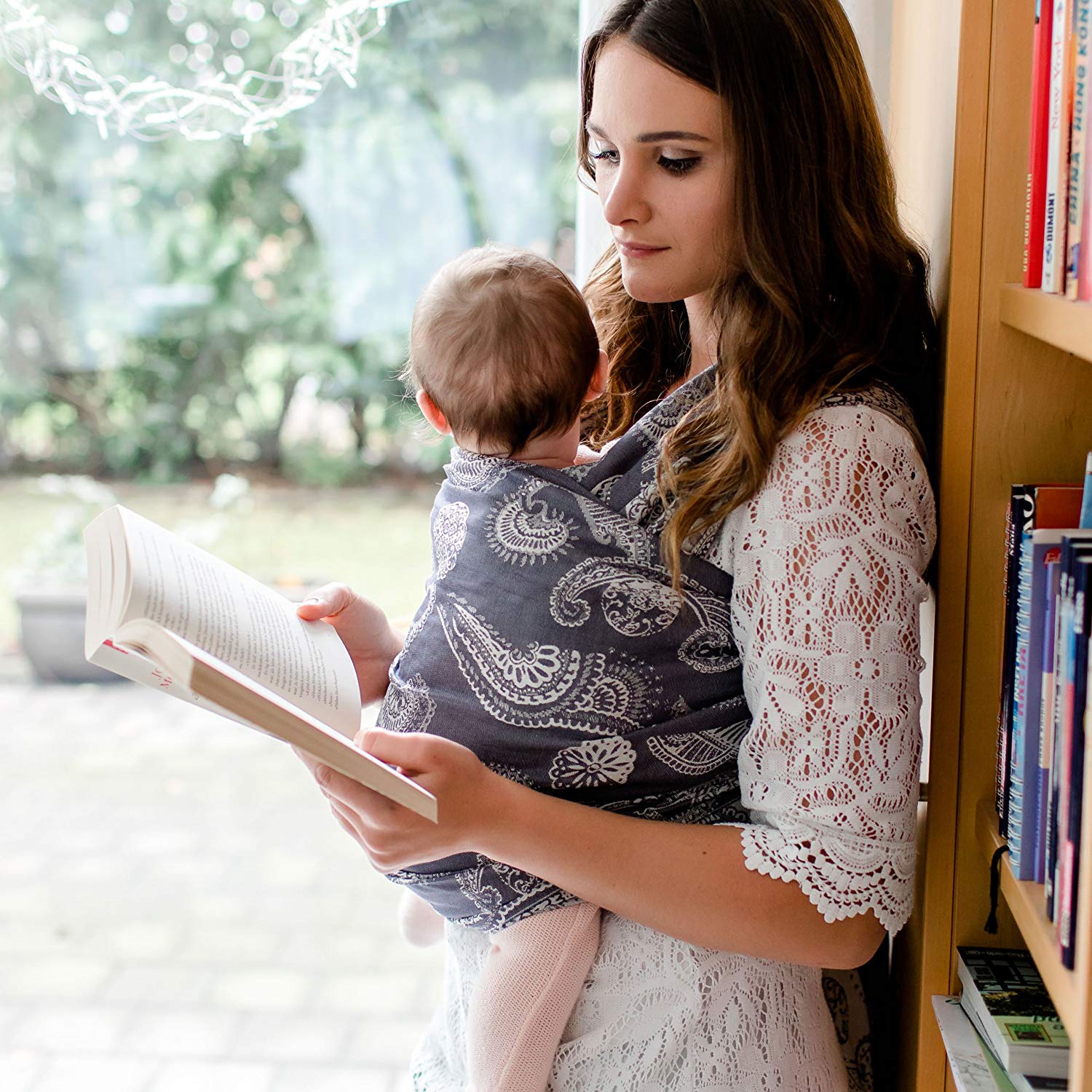 SCHMUSEWOLKE Bestes für Babys SCHMUSEWOLKE Baby Carrier Sling Jacquard Caribbean Violet Organic Cotton 70 x 470 cm Baby Size Toddler Size Newborns and Toddlers 0-60 Months 3-16 kg Belly and Back Carrying Cloth