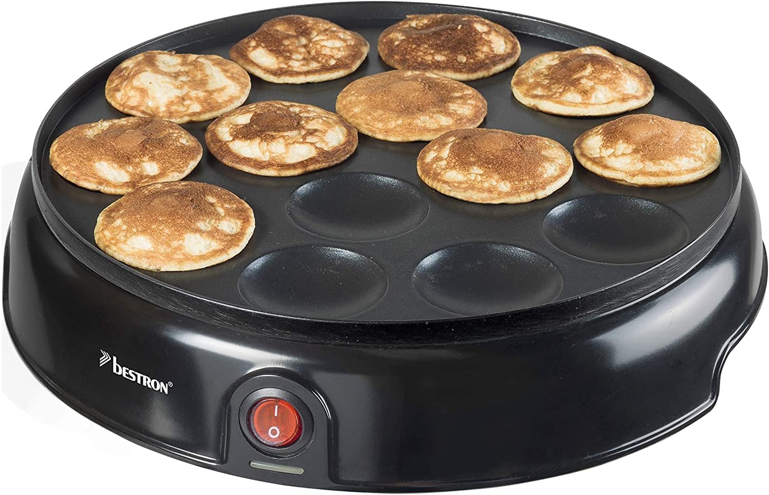 Bestron Poffertjes Maker in Retro Design and Dough Scoop with Scale for 700 ml