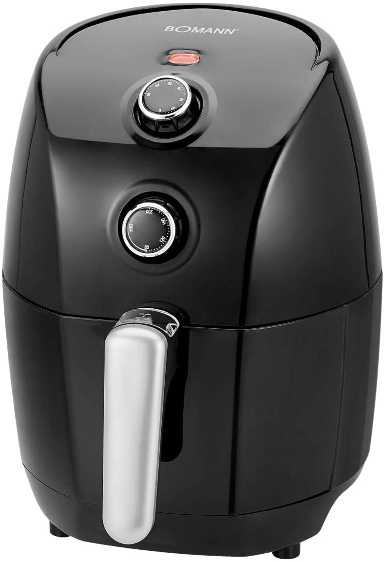 Bomann FR 6001 H CB Hot Air Fryer, Oil and Grease Free, 1.5 Litre Capacity, 30 Minute Timer with End Signal, Infinitely Adjustable Thermostat (80-200°C), Cool Touch Handle, Black