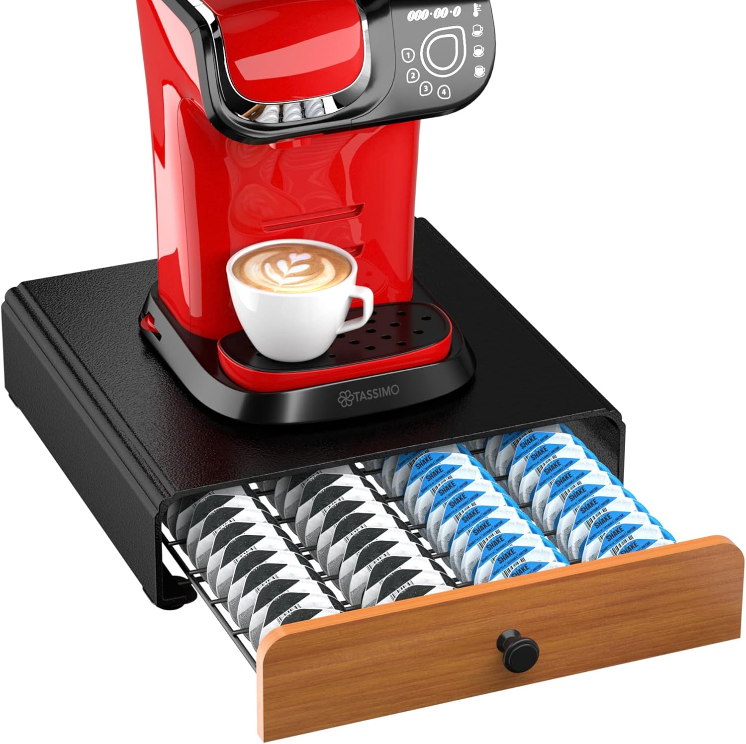 HFHOME Store 64 Capsule Holder for Tassimo Capsule Drawer Metal Coffee Capsule Holder Capsule Dispenser Stand Coffee Capsule Stand Drawer Shelf Stacking Stand