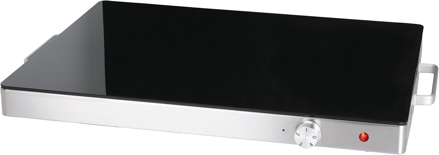 Warming Plate HWT140, Tempered Glass, Manual Control, 400 W, Non-Slip Feet, Overheating Protection, Power Indicator, Silver/Black