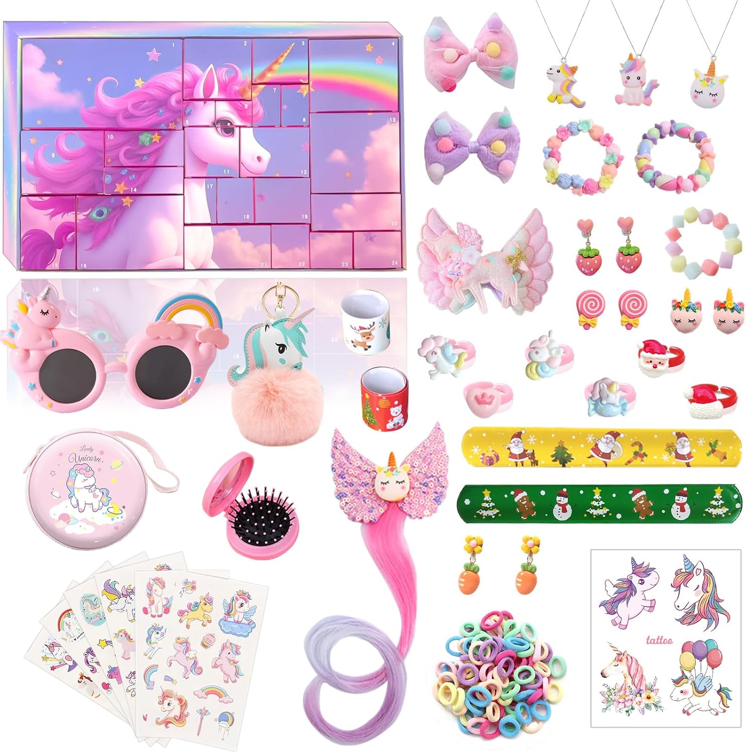 Advent Calendar 2025 Girls, Unicorn Christmas Calendar Children, 24-Day Christmas Countdown Box, 24 Surprises Toy Christmas Jewellery Gift for Children Girls