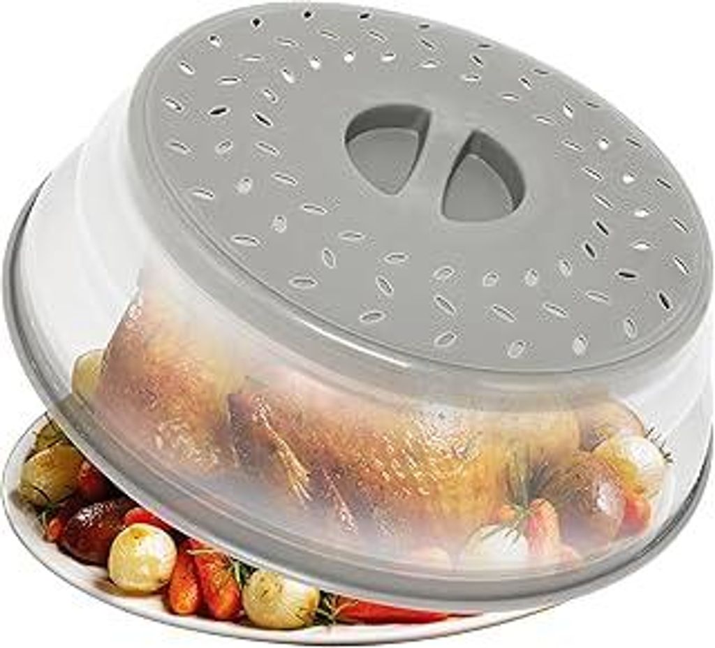 Akhan 8.3-inch Collapsible Microwave Food Cover, Splatter Guard, Vented Microwave Lid for Food, BPA-Free TPR, Dishwasher Safe