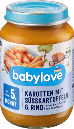 babylove Menu Carrots with sweet potatoes and beef from the 5th month, 190 g