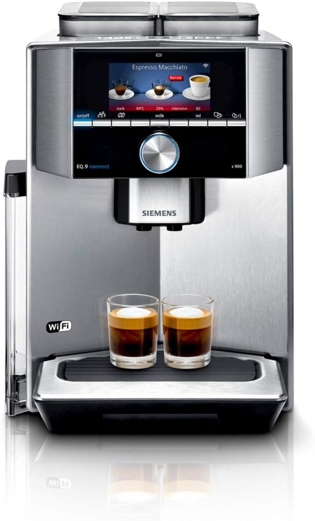 Siemens TI909701HC EQ.9 s900 Connect Automatic Coffee Machine (1500 Watts, 2 Bean Containers, Fully Automated Steam Cleaning, Barista Mode, Home Connect, iAroma) Stainless Steel
