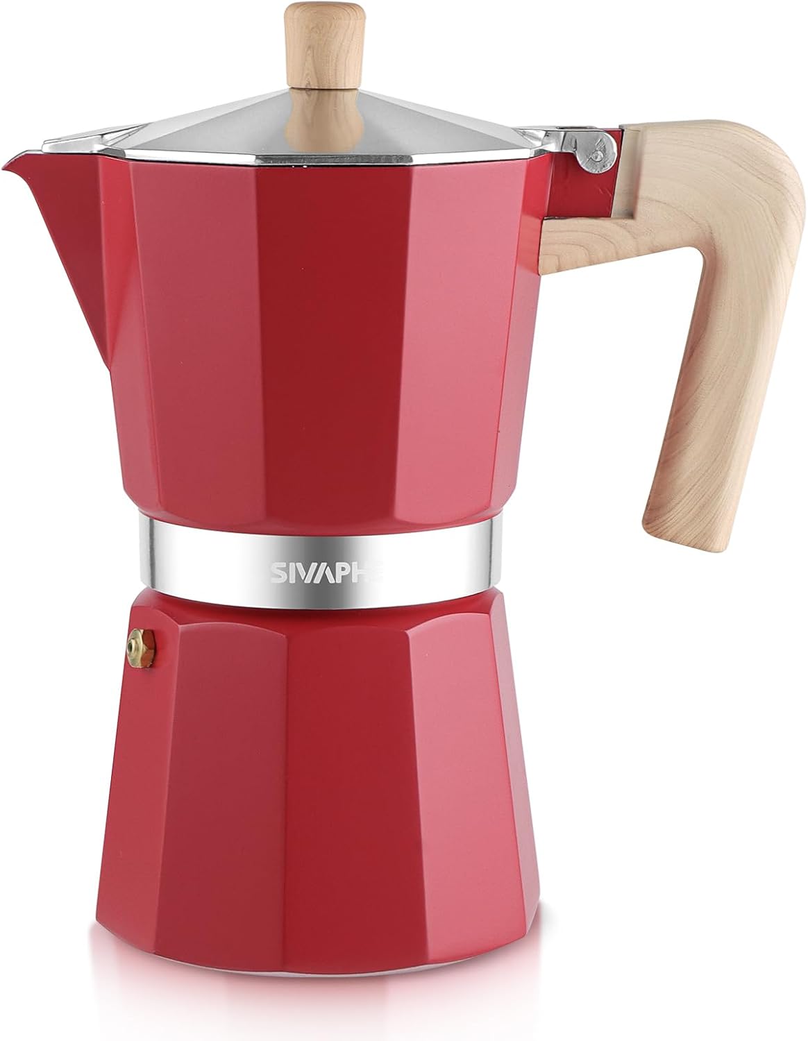 Sivaphe Store Sivaphe Espresso Coffee Machine 9 Cups / 450 ml Aluminium Moka Jug, Coffee Maker Moka Pot for Hob, Gas and Electric Hob, Heat Resistant Handle, Red
