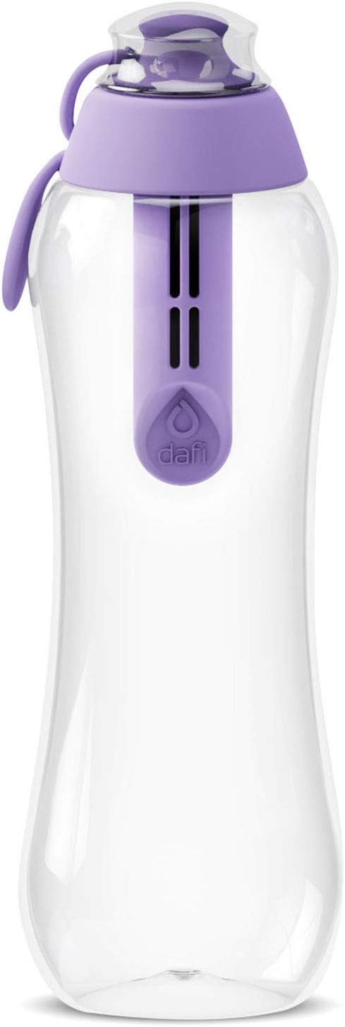 DAFI Soft Filtering Water Bottle 10 oz / 0.3 L, Replaceable Water Filter, BPA-Free, Made in Europe, Lightweight Squeeze Water Bottle, Purple