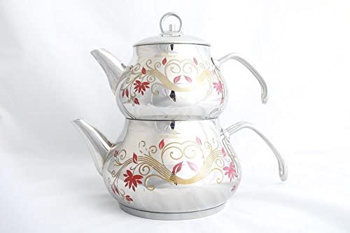 Schillerbach Oriental Tea Set Cooking Set, Turkisch Kettle Caydanlik Teapot Stainless Steel