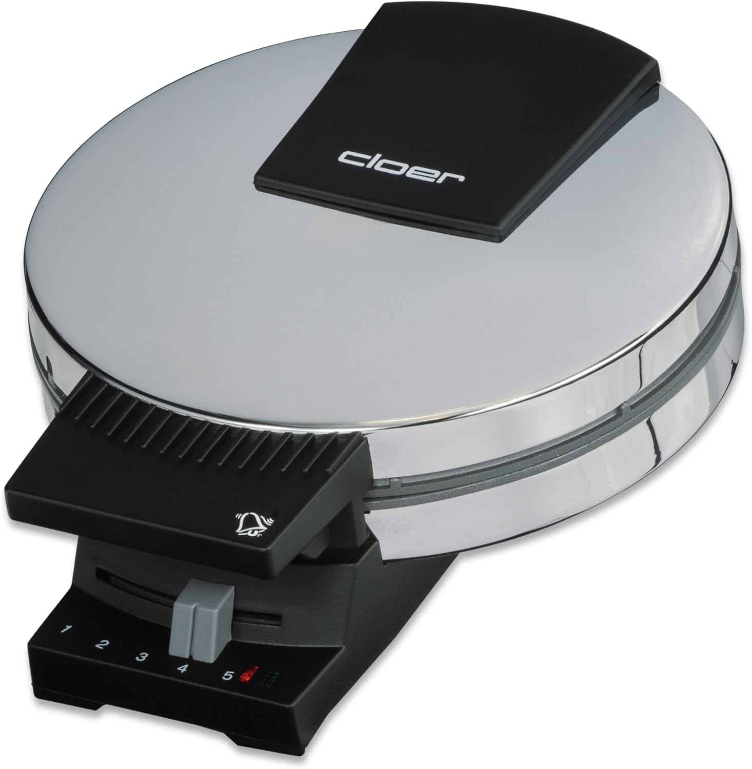 Cloer 285 waffle cone iron for wafer-thin, crispy waffles, 800 W, 15 cm diameter baking surface, heavy baking plates, continuously variable browning control, signal tone, stainless steel housing, stainless steel, chrome