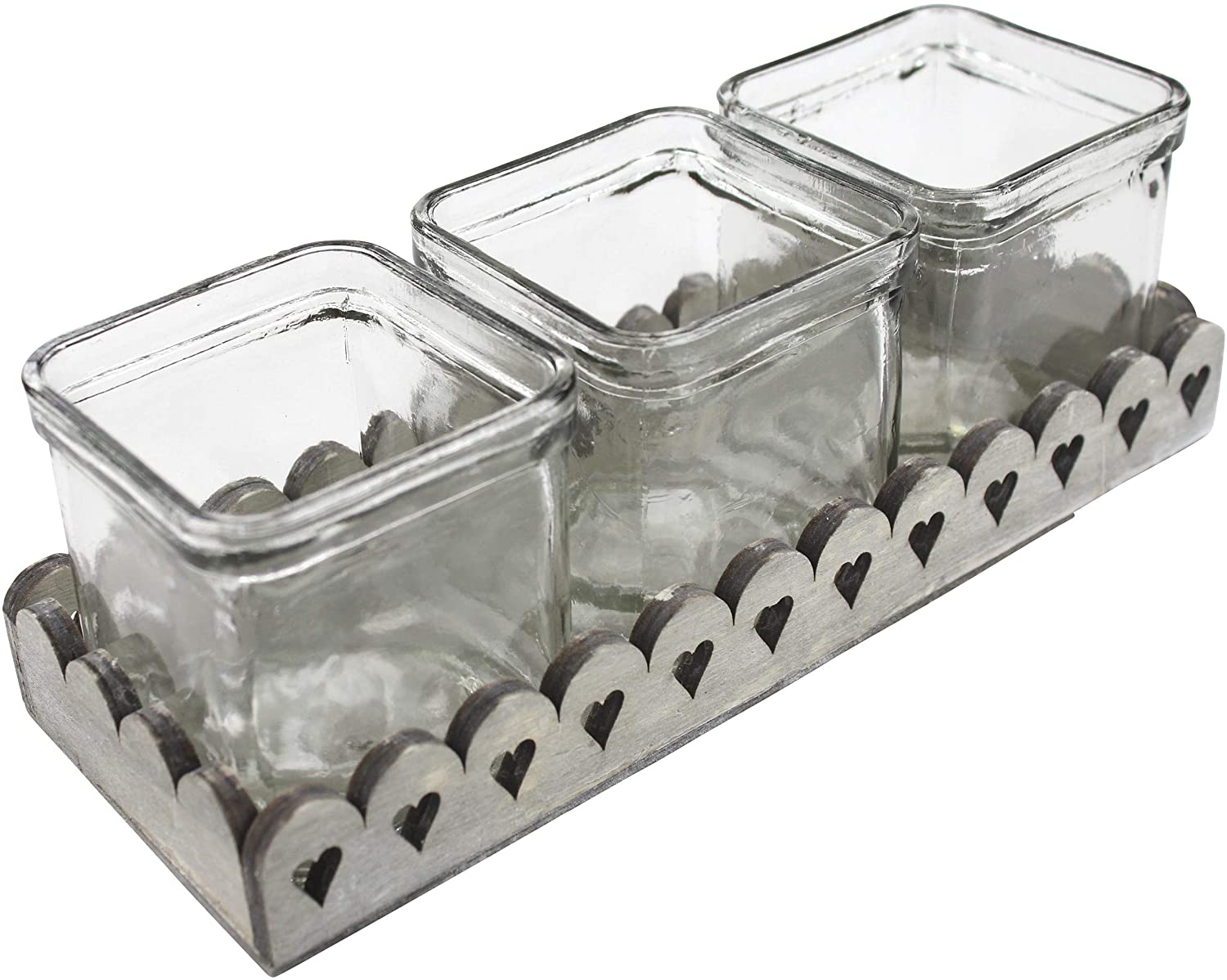 DARO DEKO Daro Deco Tealight Holder For 3 Lights With Hearts 1Pc