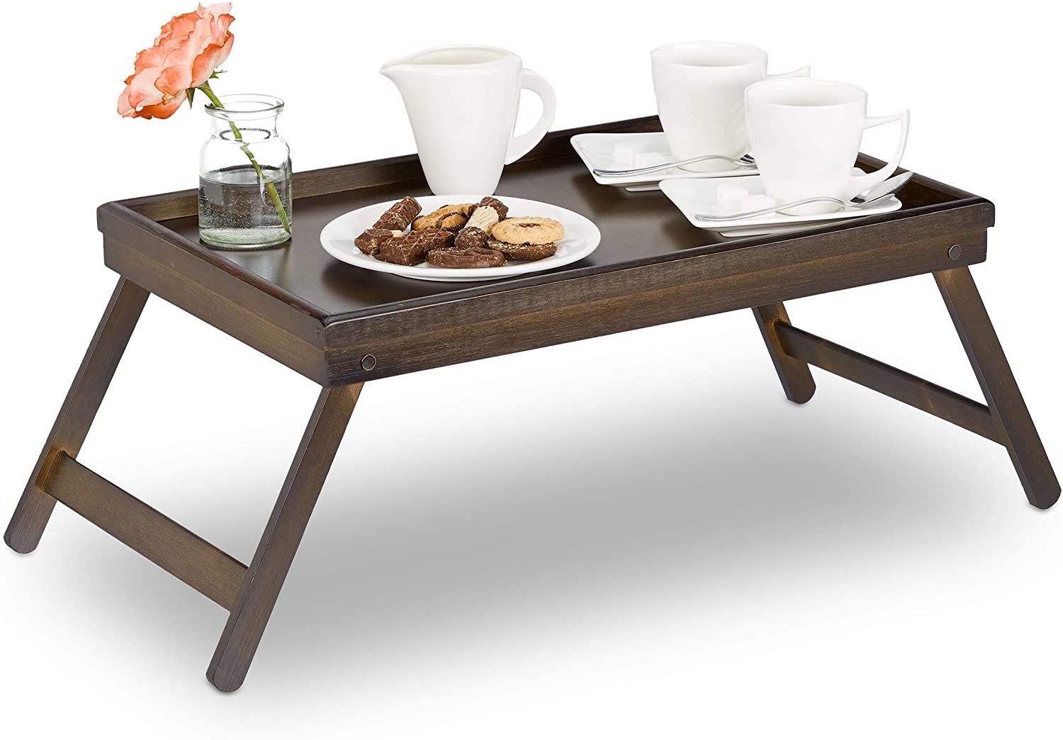 Relaxdays 10023235 Bed Tray, Dark Brown