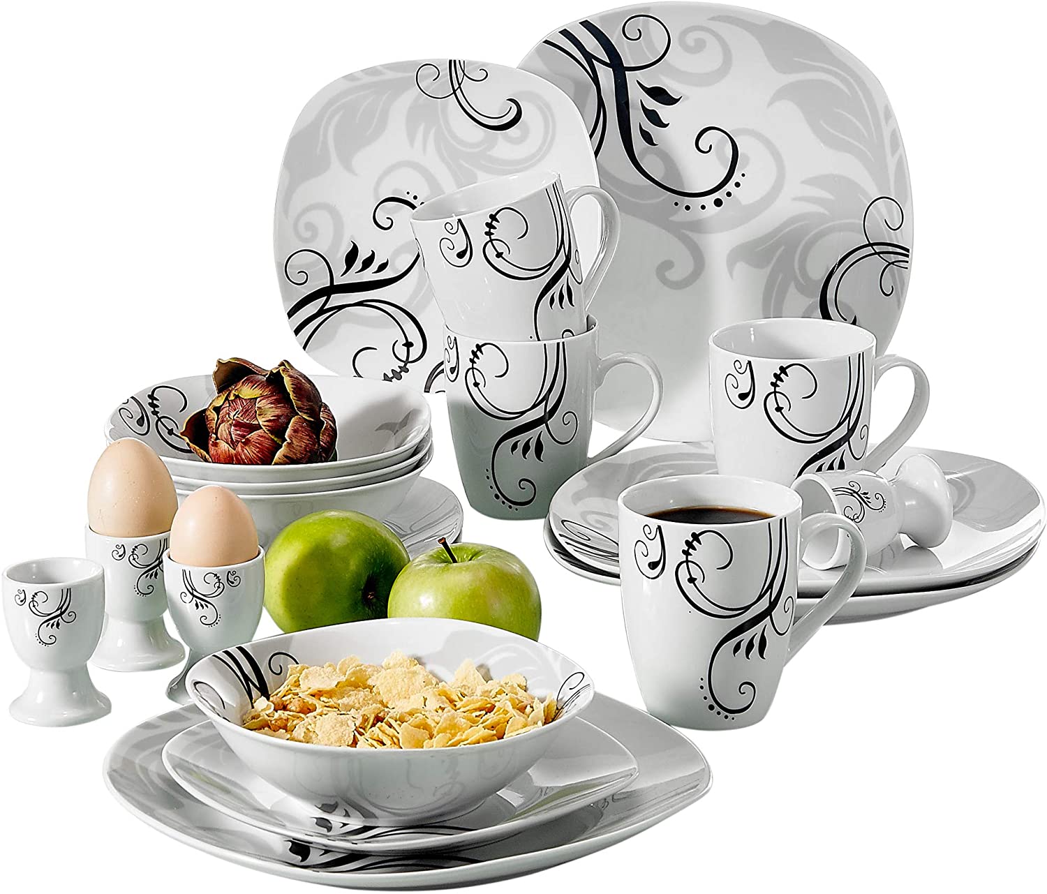 VEWEET Vewett Zoey dinner service in porcelain, 18/36 pieces, crockery set, 20/40 pieces, breakfast service, 24/48 pieces. dinner service, 30/60 pieces.
