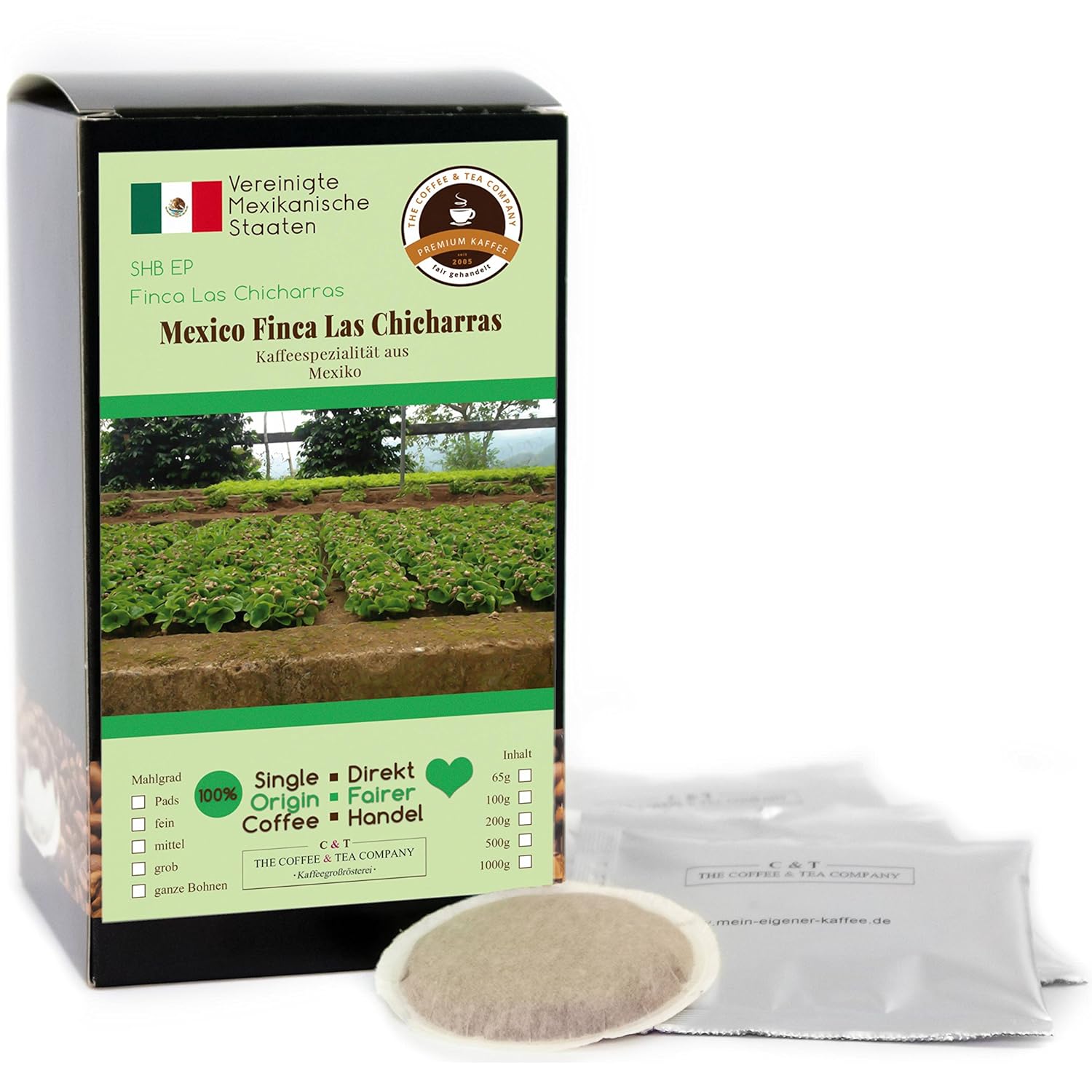 Kaffee Globetrotter Coffee Globetrotter - Coffee with Heart - Mexico Finca Las Chicharras - 30 Premium Coffee Pods - for Senseo Coffee Machine - Top Coffee from Mexico Fair Trade Supports Social Projects