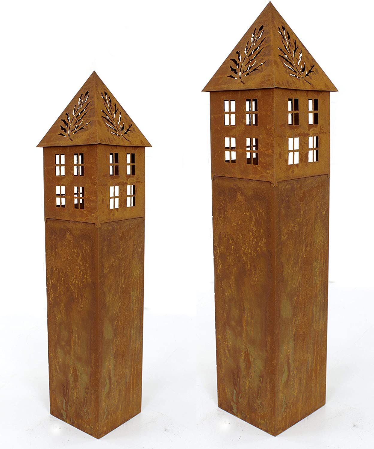 DARO DEKO Metal Lantern Pillar Rust