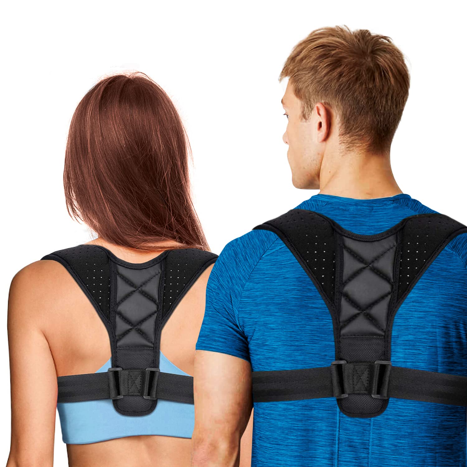 athlitis Posture Corrector for Men and Women, Medical CE Product, Shoulder and Back Support, Breathable, Adjustable, Support for Straight Back and Shoulders, + Elastic Band and