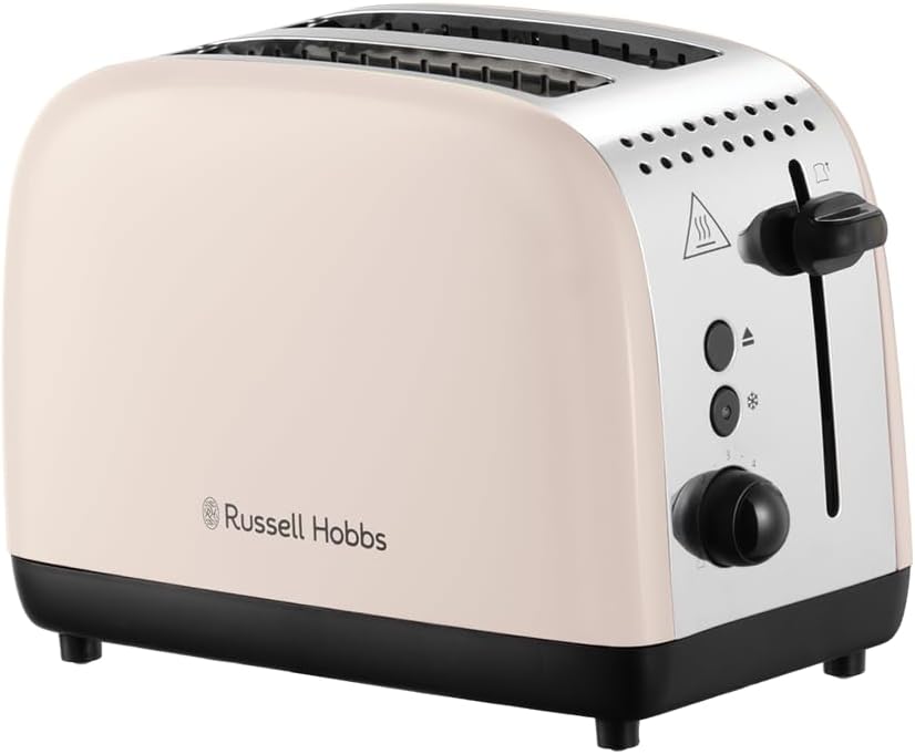 Russell Hobbs Toaster [für 2 Scheiben] Colours Plus Jasmine (6 Bräunungsstufen, breite Toastschlitz, Schnell-Toast,Hebefunktion, Brötchenaufsatz, Auftau-, Aufwärm- & Stoppfunktion,1100W) 26930-56