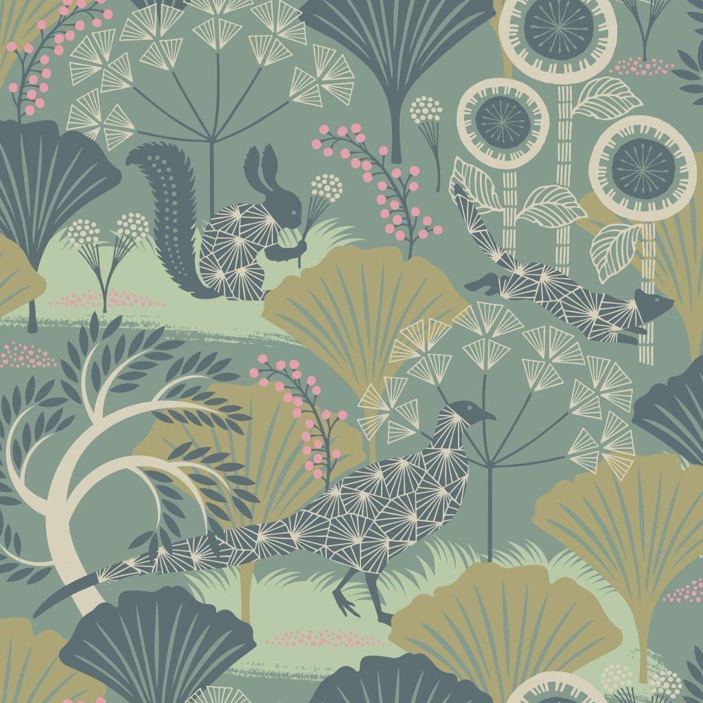 BorasTapeter Hanna Werning Wonderland Forest Animals 1469 Non-Woven Wallpaper With Flowe