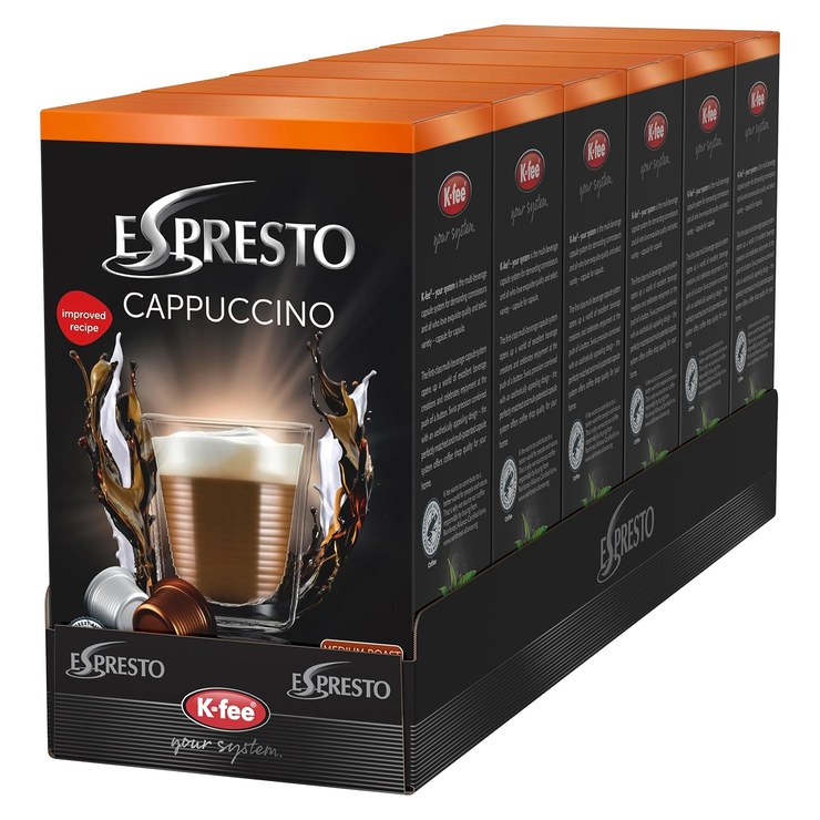 ESPRESTO Cappuccino Coffee Capsules & Milk Capsules Compatible with K-fee Espresso & Milk Foam RFA Certified 48 Coffee Capsules & 48 Milk Capsules