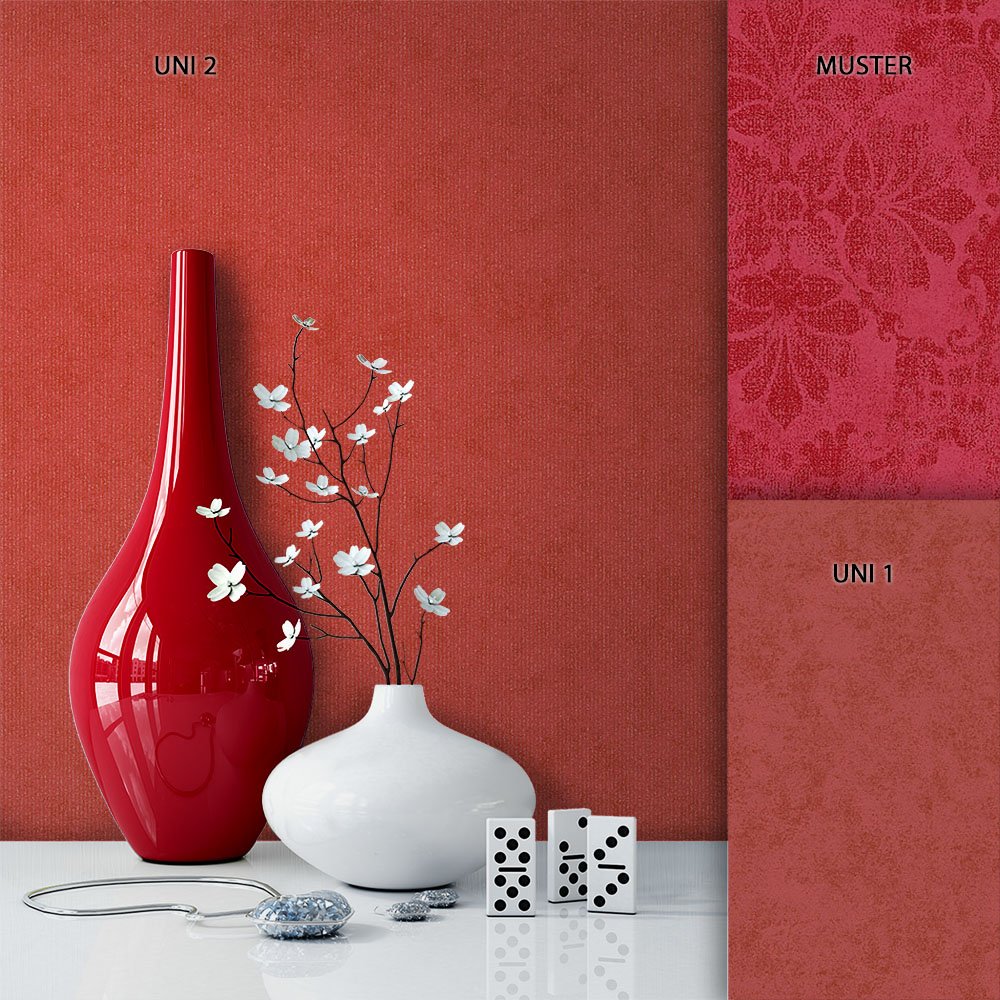 Newroom Design Newroom Metallic Non-Woven Wallpaper Red Classic Traditional Natural Neo Cl