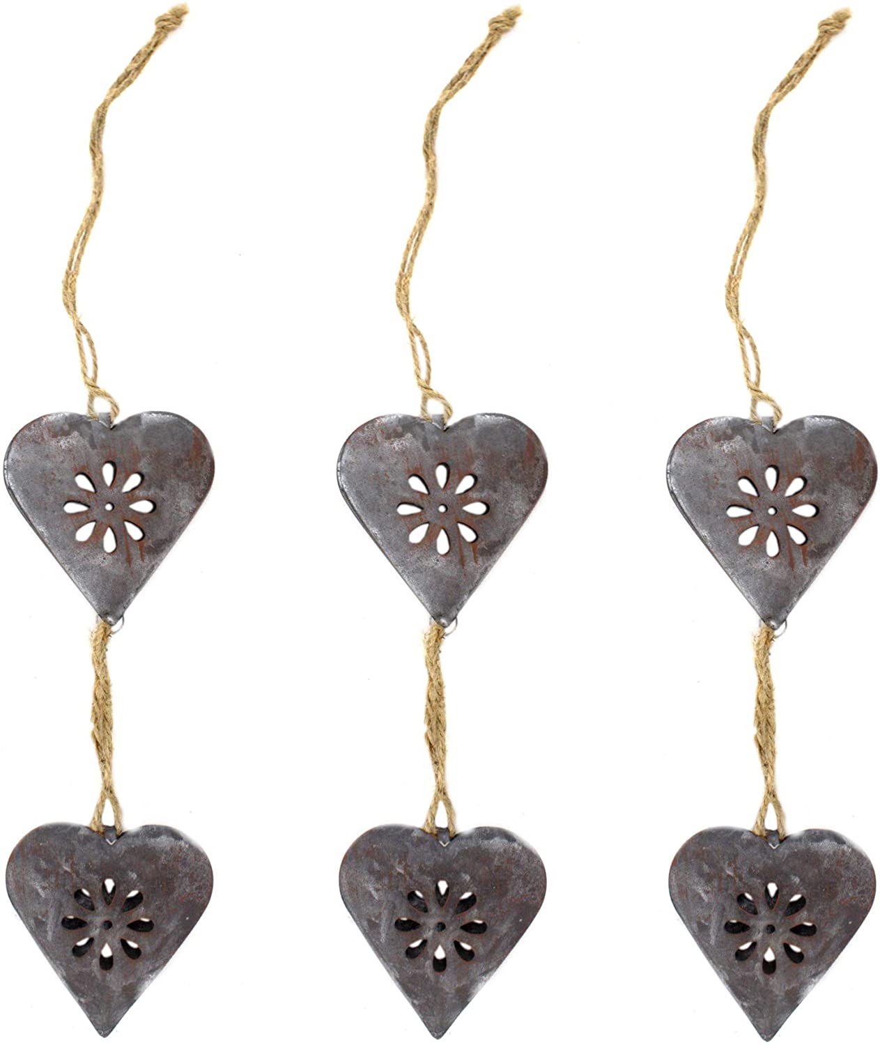 DARO DEKO Daro Decorative Metal Double Heart Hanging 50 Cm