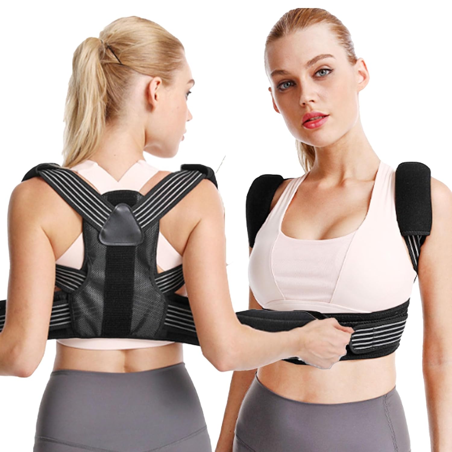 XFLYP Back Straightener, Posture Corrector for Men and Women, Adjustable Elastic Bands, Breathable Premium, Provides Pain Relief in the Neck, Shoulder and Back (S)
